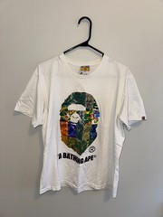 A Bathing Ape BAPE Multi Camo Ape Head T Shirt White Size M