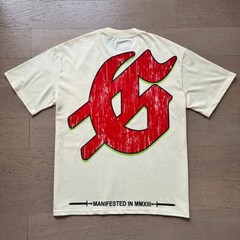 25/SS Godspeed Rock Skeleton hound Logo print pattern Tee Washed Mens T-shirt