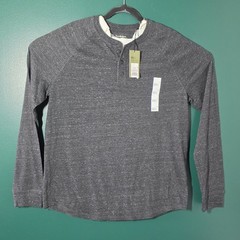 Goodfellow & Co Mens Henley Shirt Long Sleeve Gray Marled Raglan Standard Fit L