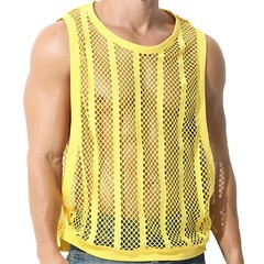 Sexy Men’s T-Shirt Mesh Fishnet Sleeveless Undershirt Muscle Hollow Out Tank Top