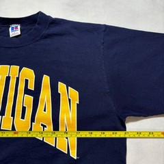Vintage 90s Michigan Wolverines Russell Athletic T-Shirt Mens L Blue Made in USA