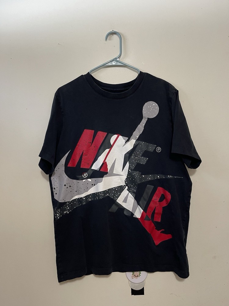 Michael Jordan Jumpman T Shirt Large Classic Logo Cement Red Black Nike 23 Bulls