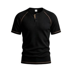 Men’s Streetwear T Shirt Short Sleeve for Henry Collar Polyester Spandex Mix