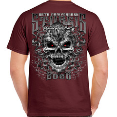 T-Shirt 2026 Sturgis Motorcycle Rally Wicked Skull No Harley