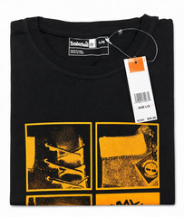 NWT Timberland Men’s Square Stack Logo Short Sleeve T-Shirt Black Size L
