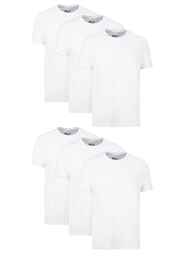 6 Pack Mens 100% Cotton Moisture-Wicking Crew Tee Undershirts,Medium White