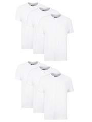 6 Pack Mens 100% Cotton Moisture-Wicking Crew Tee Undershirts,Medium White