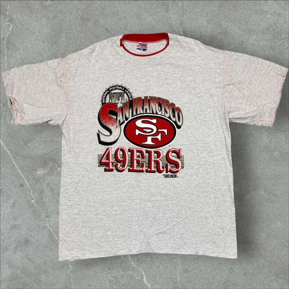 Vintage 90s Trench Ultra SF 49ers Grey Contrast Collar Sleeve NFL T-Shirt – XL