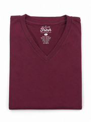 Fresh Clean Tees Mens Large V-Neck Garnet Red Soft Stretch Shirt Casual