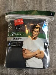 Hanes Best 6 Medium Tagless Lay Flat Collar New T- Shirts