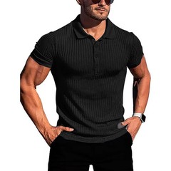 Men’s running sports fitness wear summer high stretch vertical short-sleeved PO