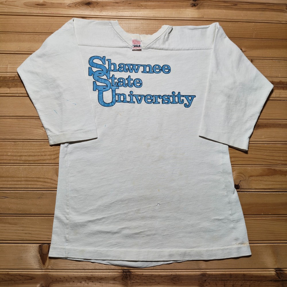 Vintage 80s Shawnee State University Sports Jersey 3/4 Sleeve Shirt USA – Medium
