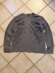 ECKO Men’s L/XL Gray Long Sleeve Crew Neck Graphic Print Knit T-Shirt