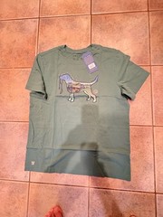 Men’s LIFE IS GOOD “DOG WITH LEASH” CRUSHER Large GREEN T-SHIRT w/ DOG