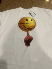 MARKET Smiley Graphic Print Crew Neck Men’s T-Shirt White Cotton Short Sleeve L