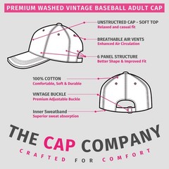 Unisex Vintage Washed Baseball Cap | Low Profile Soft Top Unstructured Cotton…