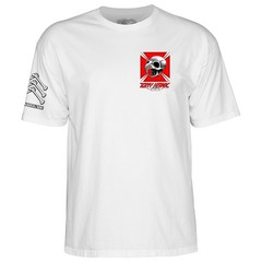 Powell Peralta BONES BRIGADE Tony Hawk CHICKEN SKULL Skateboard T Shirt WHITE