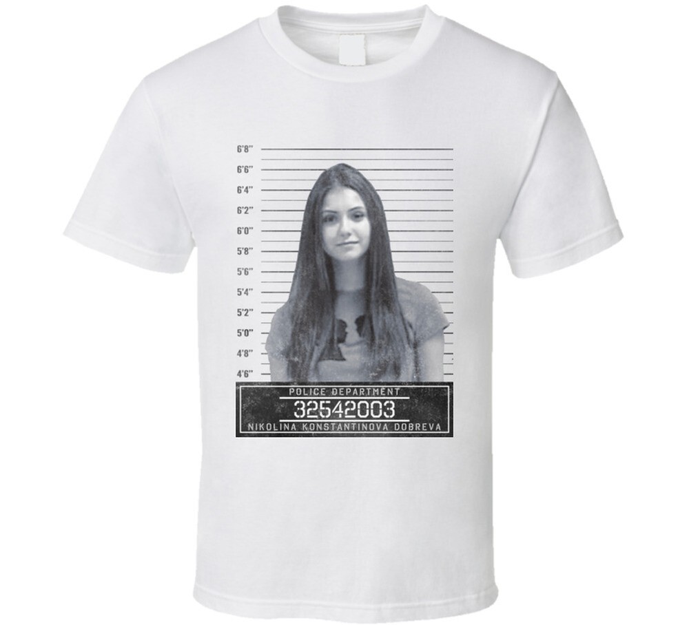 Nina Dobrev Celebrity Mugshot Police Department T Shirt