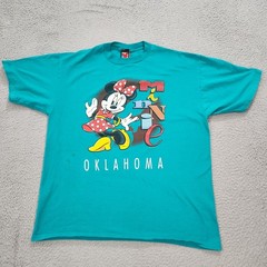 Vintage Mickey Shirt Adult Extra Large Blue Minnie Oklahoma Graphic Tee *Spots*