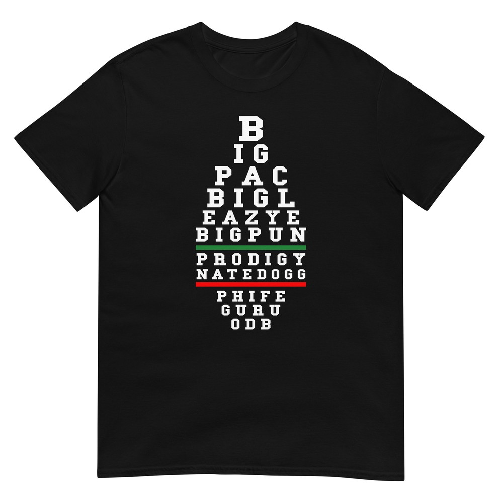 Old School Hip Hop Music Rap Legends Eye Chart 90s Hip Hop Shirt