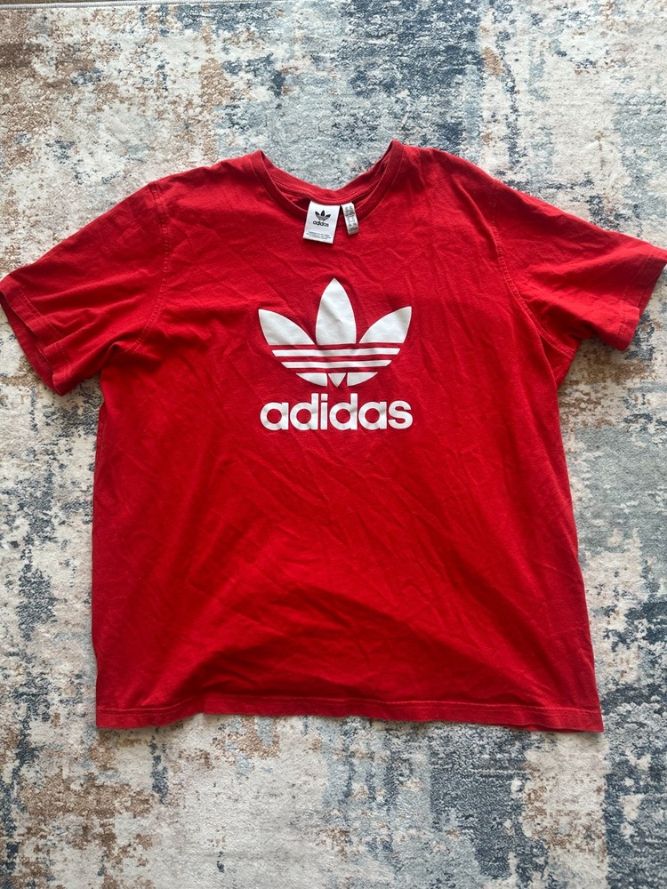 Adidas Originals Men’s Red White Big Trefoil Logo Tee 2XL