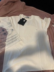 Prada Milano Men’s White Logo Graphic Crew Neck Short Sleeve T-Shirt Size S
