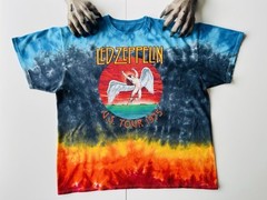 Led Zeppelin Rock Band Music 1975 Tour Reprint Logo Graphic Tie Dye t-shirt XL