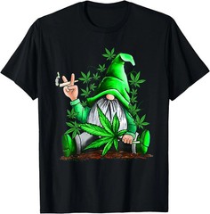 Funny Gnome Pot Leaf 420 Marijuana Weed Cannabis Smoking T-Shirt, Unisex Tee