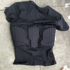 NWT NIKE PRO Men Large Black Compression Base Layer w/ Ribs and Back Padding