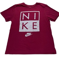 Nike Mens Athletic Cut Graphic T-Shirt Maroon Red Cotton Large 561416-69X