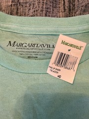 Margaritaville Fins Up Shark Celadon Long Sleeve Men’s T-Shirt Cotton Size M