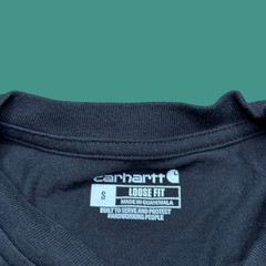 Carhartt Long Sleeve Henley T Shirt Small Black Pocket Outdoor Workwear Utility