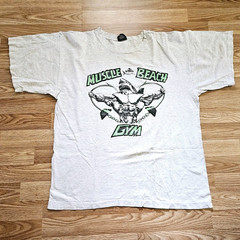 Vintage 90s Venice Muscle Beach Gym Shark T Shirt Body Builder Size XL