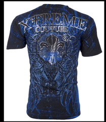 XTREME COUTURE by AFFLICTION Blue HONORABLE Short Sleeve Slim Fit T-shirt NWT