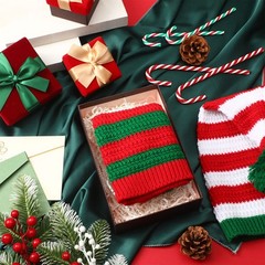Funtery 3 Pcs Christmas Knitted Santa Hats Elf Hat Crochet Christmas Beanie X…