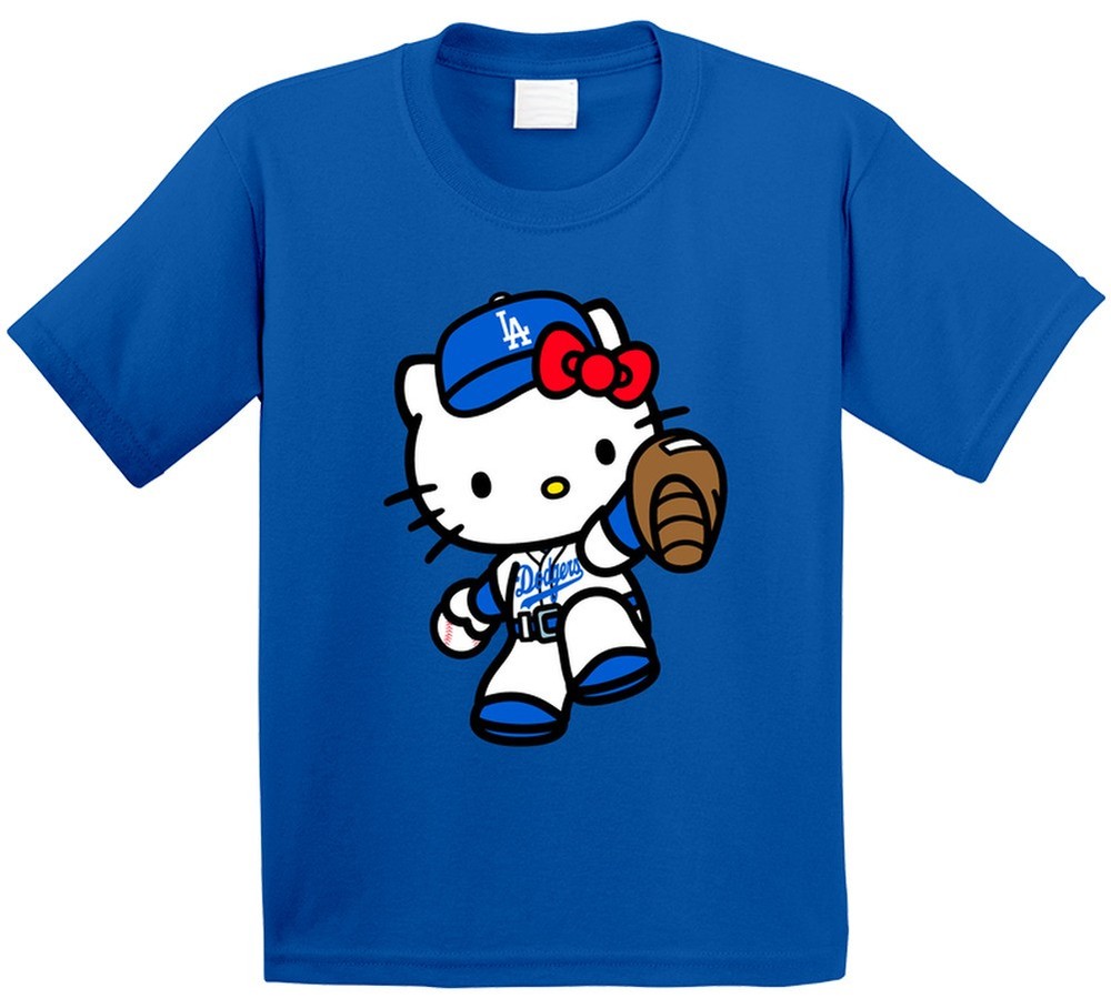 Hello Kitty Dodgers Shirts, Hello Kitty Sports Team Shirts – Kids Retro T Shirt