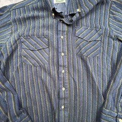 Dark Striped Button-Up Shirt Chest Pockets Vintage Casual Y2K Streetwear XL