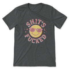 Funny Smiley Face T Shirt Sarcastic Graphic Tee Retro Aesthetic Top Adult Humor