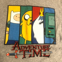 Adventure Time T-Shirt XXL 80/20 Children Finn Jake Ice King BMO Gray Tv cartoon