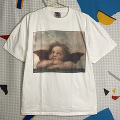 Vintage 90s Raphael Art Tshirt XL Sistine Madonna Angel Cherub Single Stitch