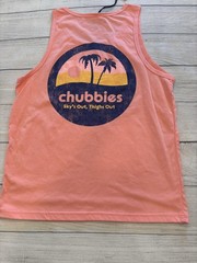 Chubbies Tank Top Shirt Mens Small Coral Pink Sky’s Out Thighs Out Beach Summer