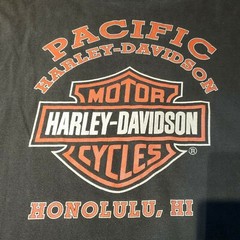 VTG Harley Davidson Motorcycle Sz XL Black Eagle USA Flag Pacific Hawaii
