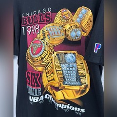 Vintage 1998 Six Time NBA Champs Chicago Bulls Championship Rings SZ L Shirt NOS