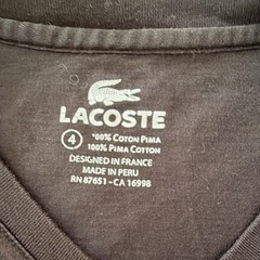 Lacoste Pima Cotton V-Neck Tee Black Short Sleeve Regular Fit Logo Size M