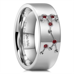 8mm Stainless Steel Sagittarius Zodiac Ring, November December Sign Band with…