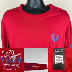 True Religion Mens True Buddha LS Tee Red Long Sleeve Graphic Shirt XL New $72