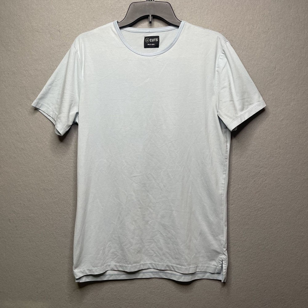 Cuts Mens Split-Hem T-Shirt Light Blue Pyca Pro Fabric M