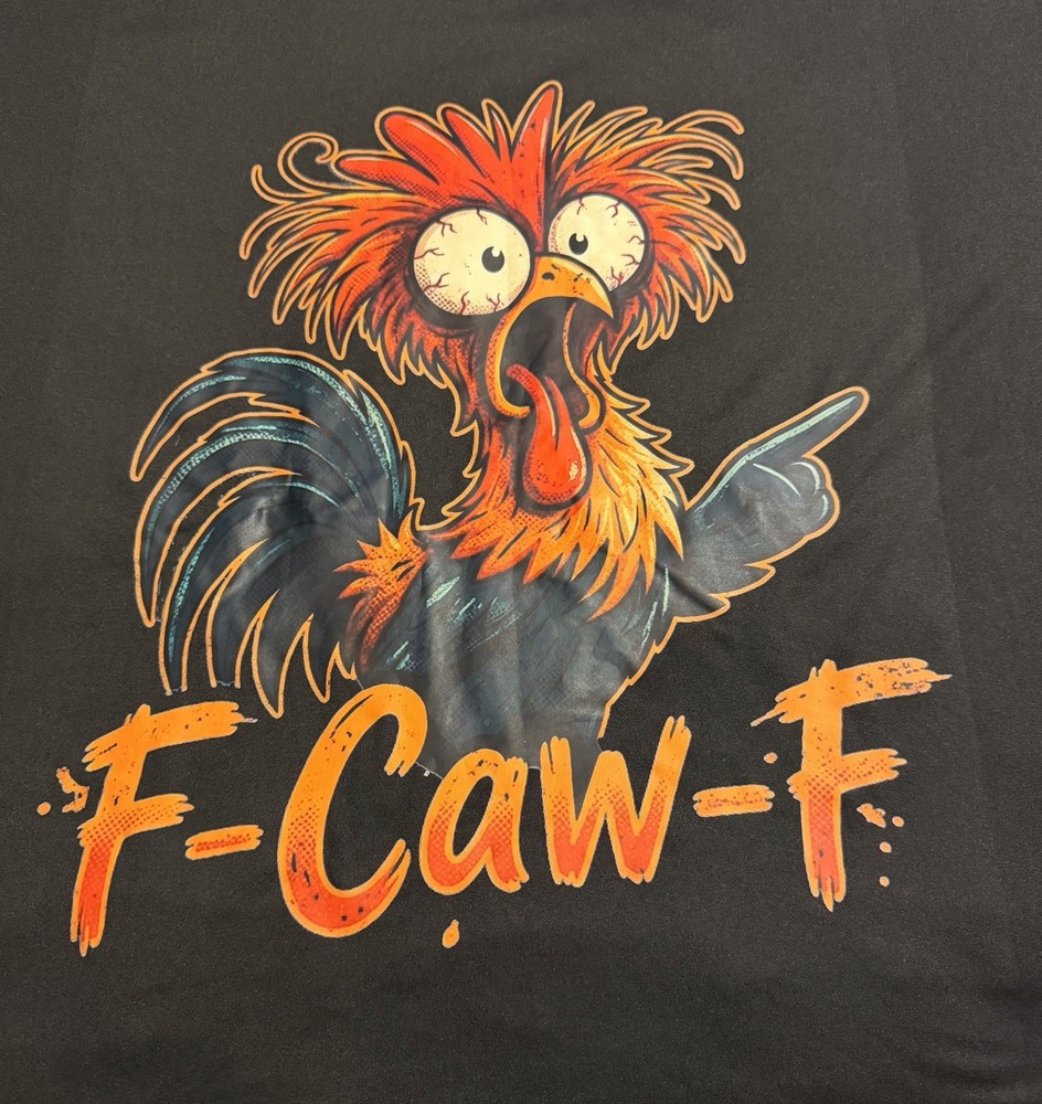 vintage “F-CAW-F” CRAZY ROOSTER T-SHIRT ADULT 4XL xxxxl CHICKEN FUNNY DIRTY hen