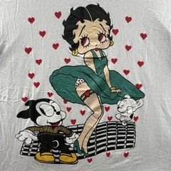 Vintage Betty Boop Shirt Mens XL White Single Stitch 90s Boxy Fit AOP Hearts