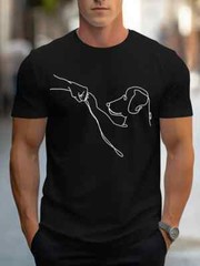Men’s Casual Fashion Dog Print Short Sleeve T-Shirt, Comfortable Versatile